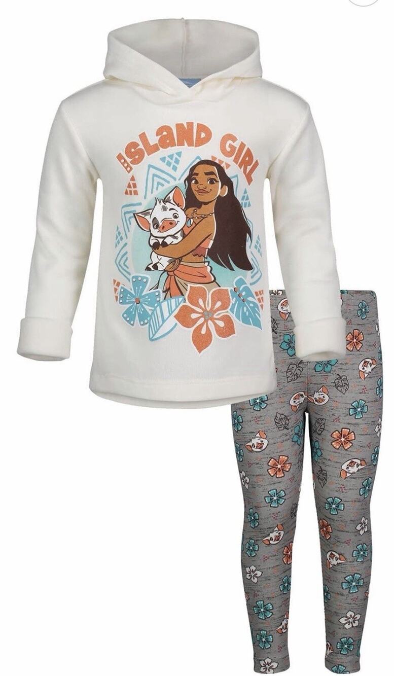 Disney Moana Girls' Hoodie and Legging Set White 3T